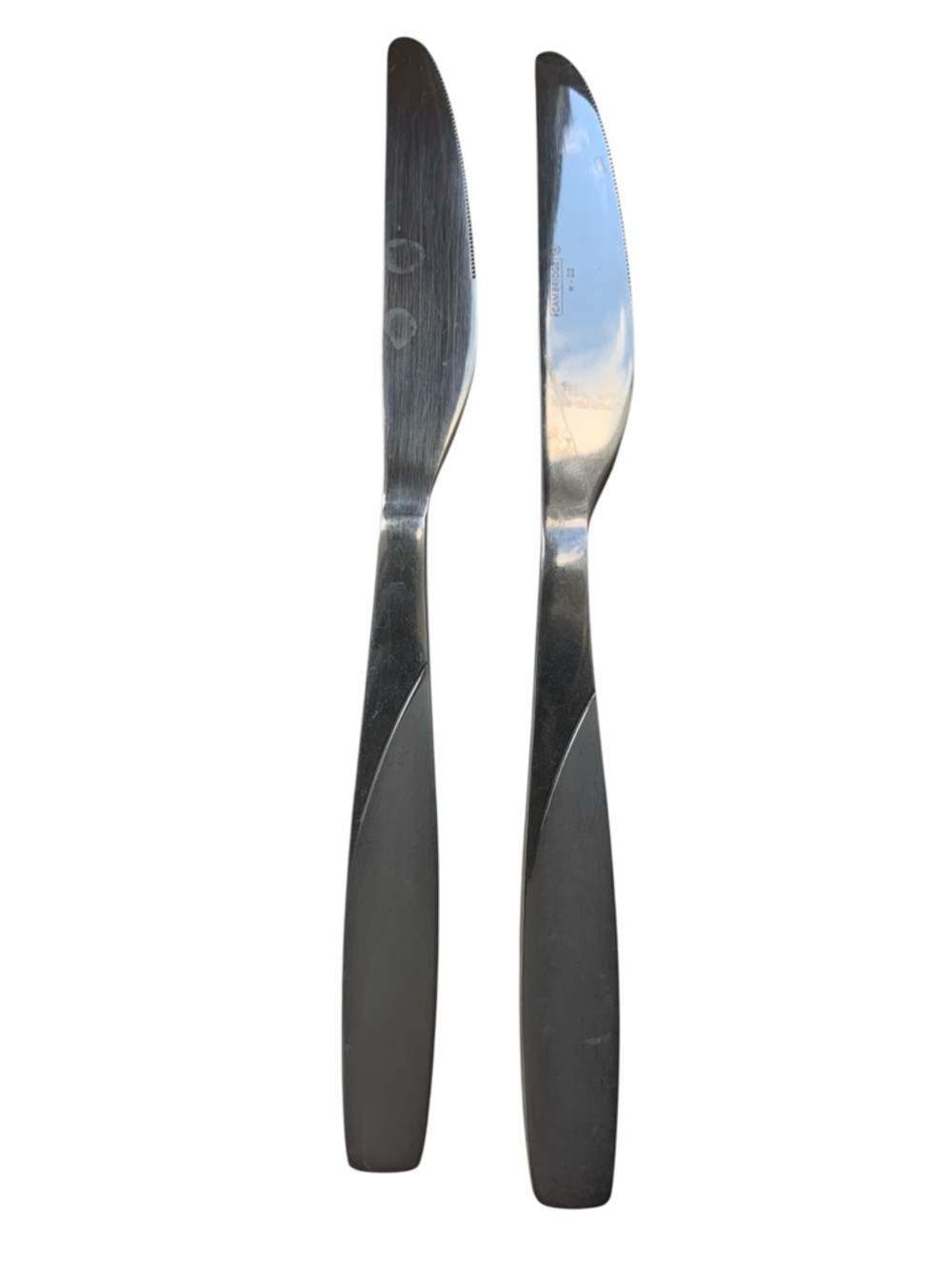 CAMBRIDGE Stainless *22 Frosted Set Two Butter Knifes Dinner Kitchen Silverware
